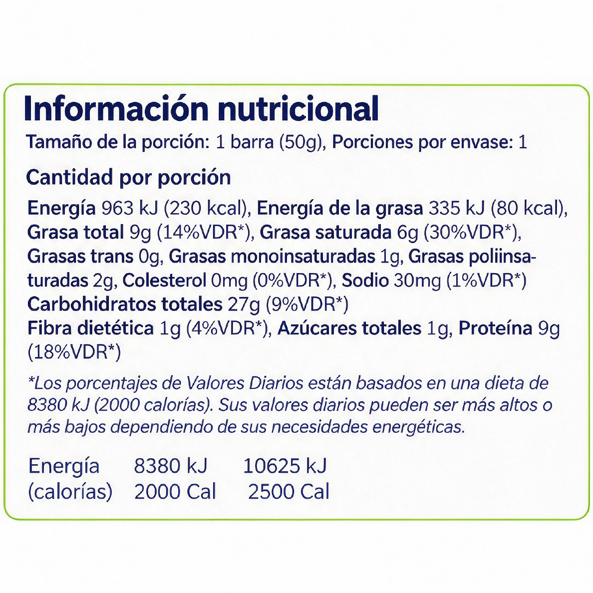 Barra Energética - Reverso